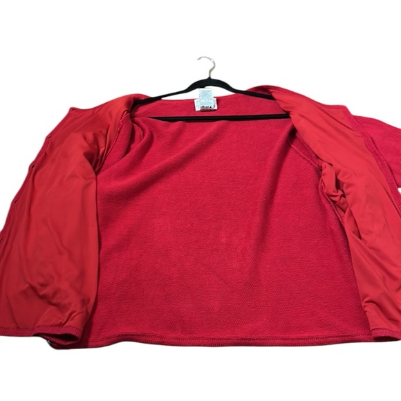 Quacker Factory embroidered  knit cardigan,red button front,hearts,sequins,felt - Picture 8 of 11